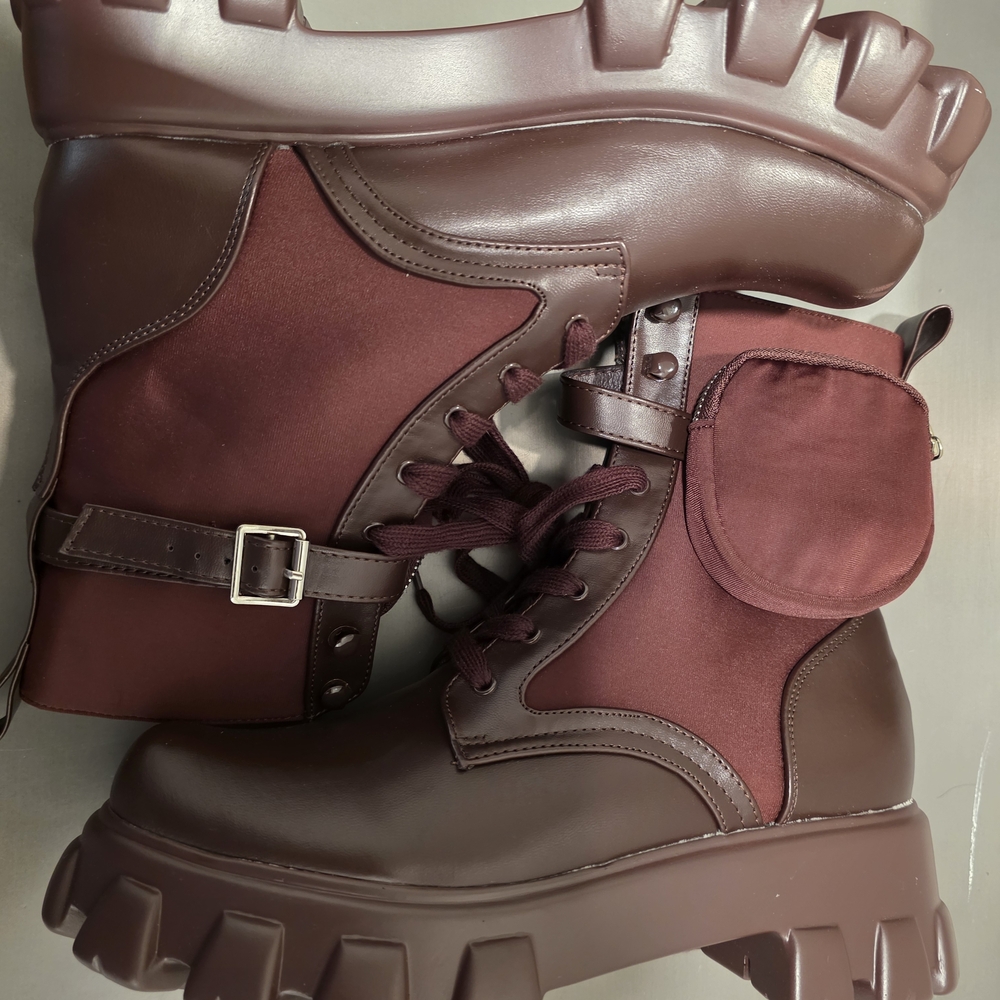 Chunky Burgundy Combat Boots